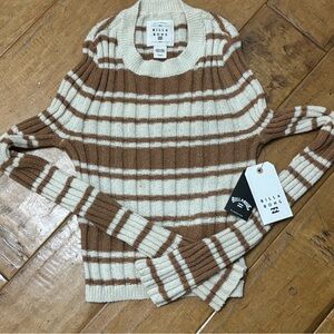 Billabong Cream and Brown Striped Sweater NWT